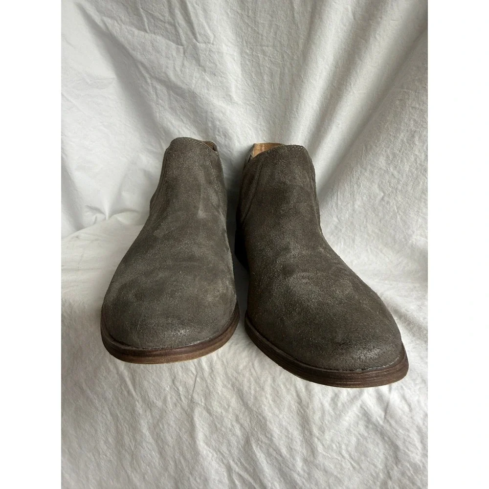 Splendid Suede Ankle‎ Boots Taupe Grey Side Cutout Low Heel Booties Mens